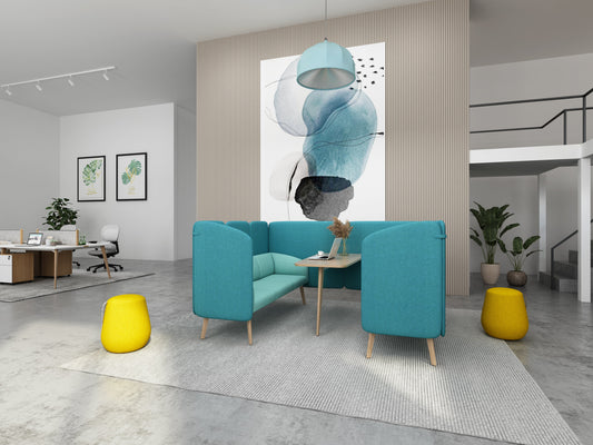 CLOUD Highback Sofa Lounge Cube L1 mit Tisch für 6 Personen - SoSilent Box