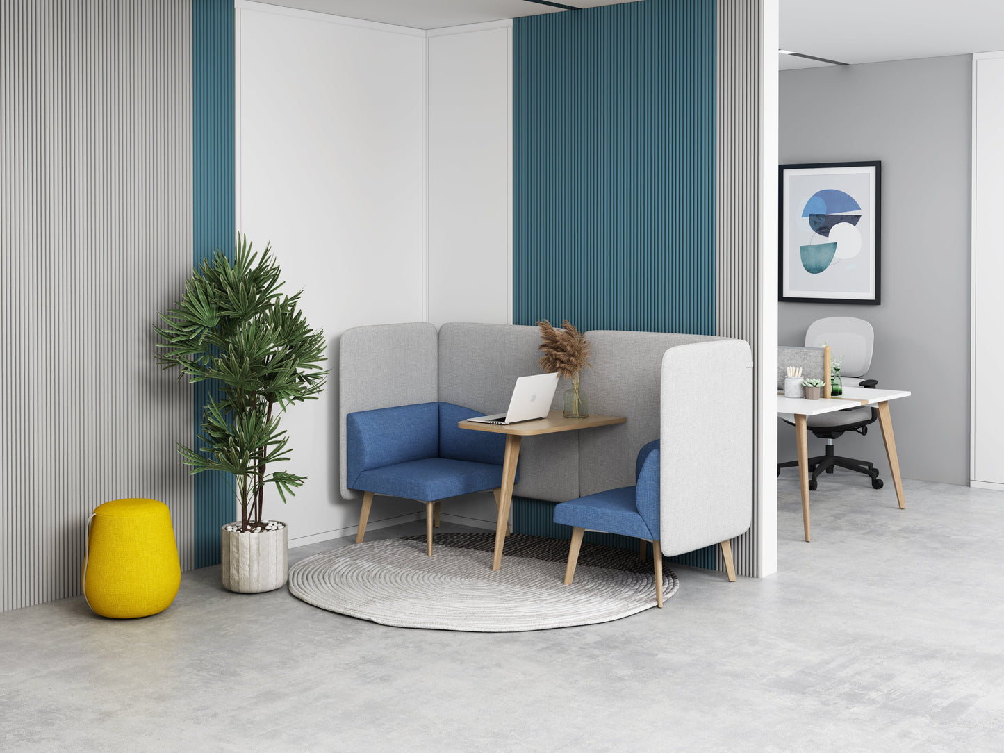 CLOUD Highback Sofa Lounge Cube S mit Tisch für 2 Personen - SoSilent Box