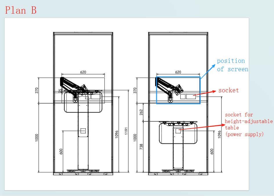 höhenverstellbare Bildschirm - Halterung / Height - adjustable screen mount - SoSilent Box