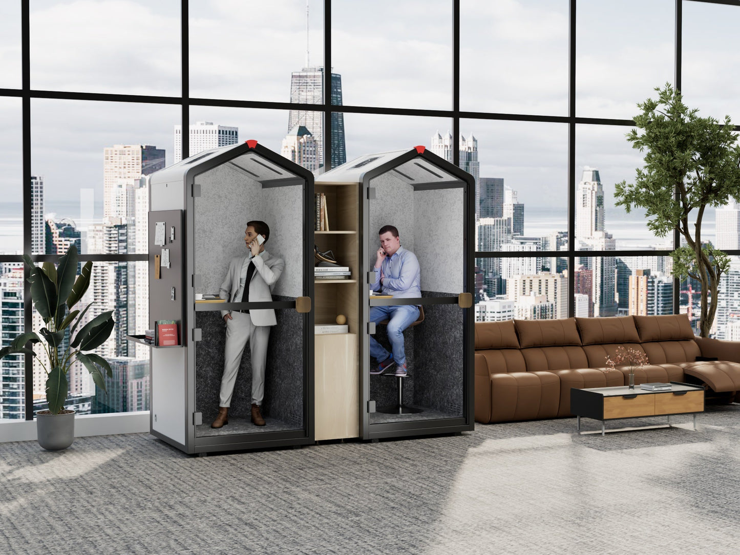 Meetingbox "Smart S2" für 1 Person - schallisolierte Telefonbox - 10 Tage Lieferzeit - SoSilent Box
