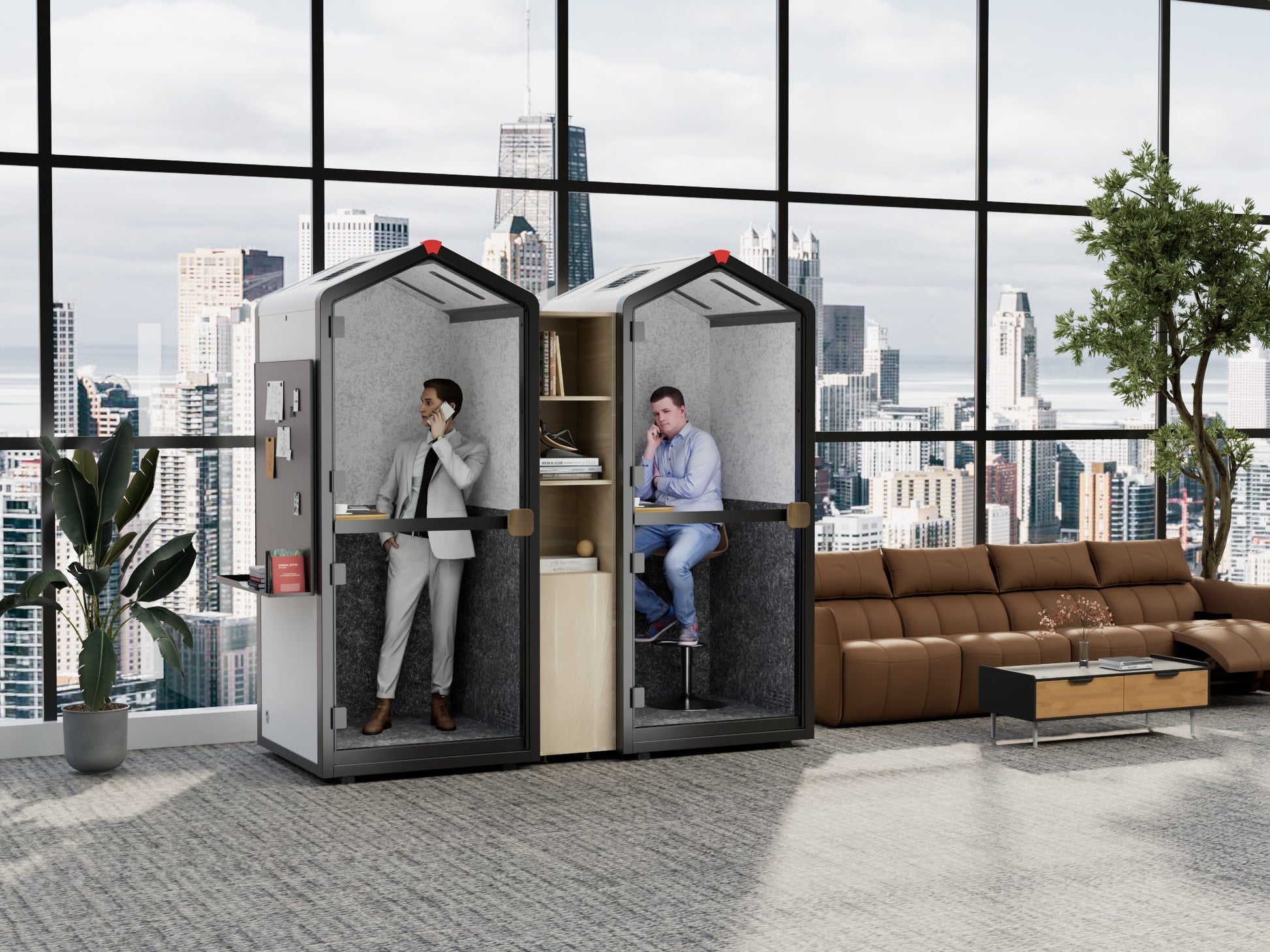 Meetingbox "Smart S2" für 1 Person - schallisolierte Telefonbox - 10 Tage Lieferzeit - SoSilent Box