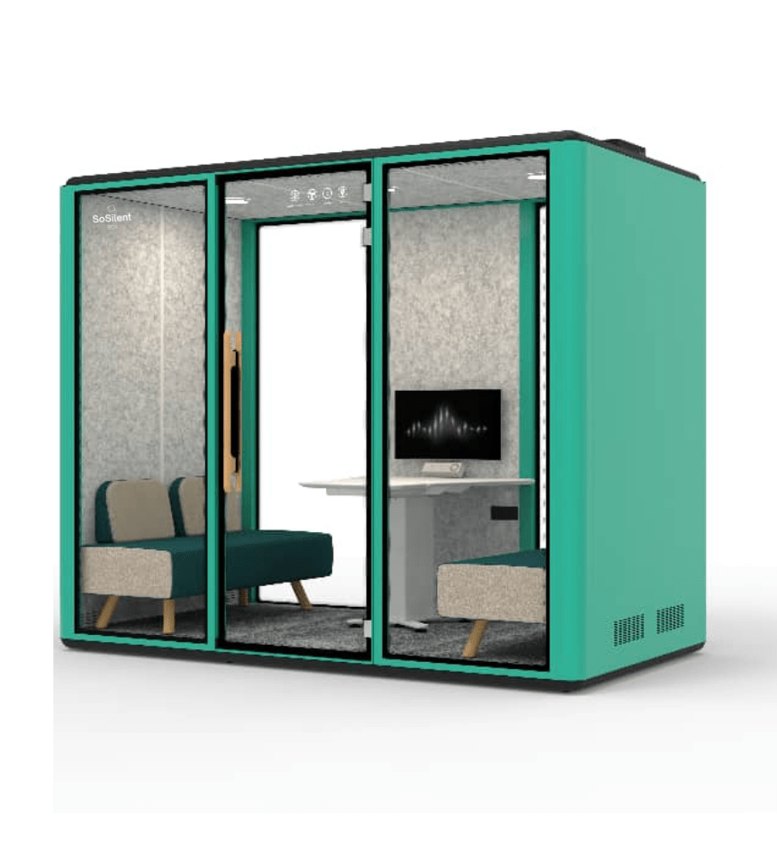 Meetingbox "Space L1" für 4 Personen - Schallschutzkabine - Raum in Raum - SoSilent Box