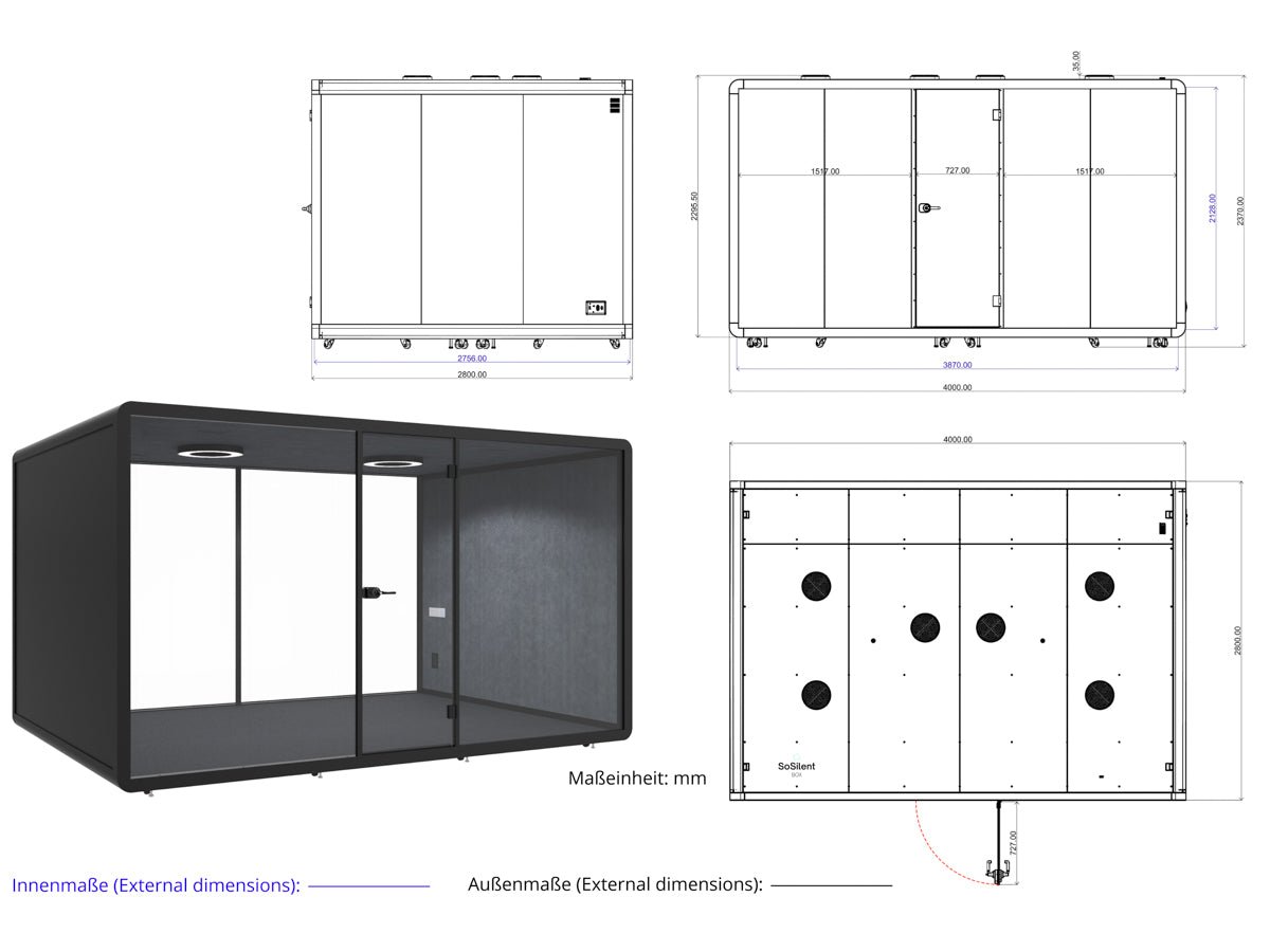 Meetingbox L4 - schallisolierte Telefonbox - Raum in Raum - SoSilent