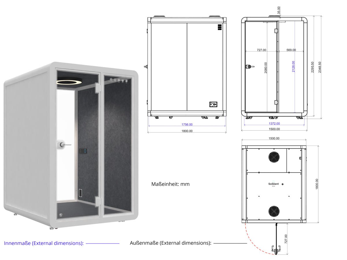 Meetingbox M2 - schallisolierte Telefonbox - Raum in Raum - SoSilent