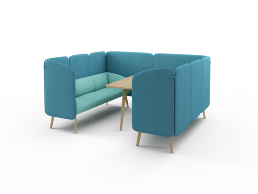 CLOUD Highback Sofa Lounge Cube L1 mit Tisch für 6 Personen - SoSilent Box