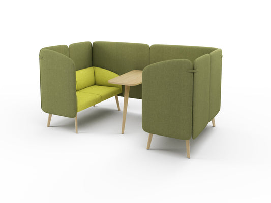 CLOUD Highback Sofa Lounge Cube M mit Tisch für 4 Personen - SoSilent Box