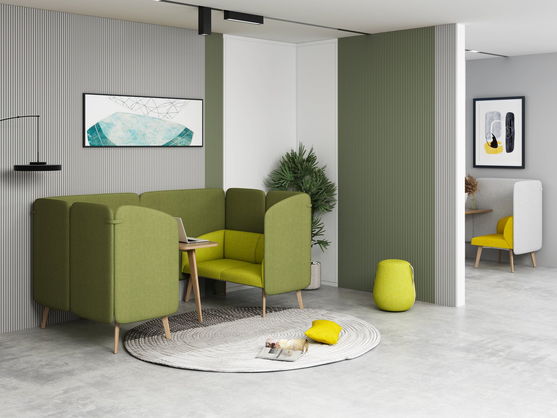 CLOUD Highback Sofa Lounge Cube M mit Tisch für 4 Personen - SoSilent Box