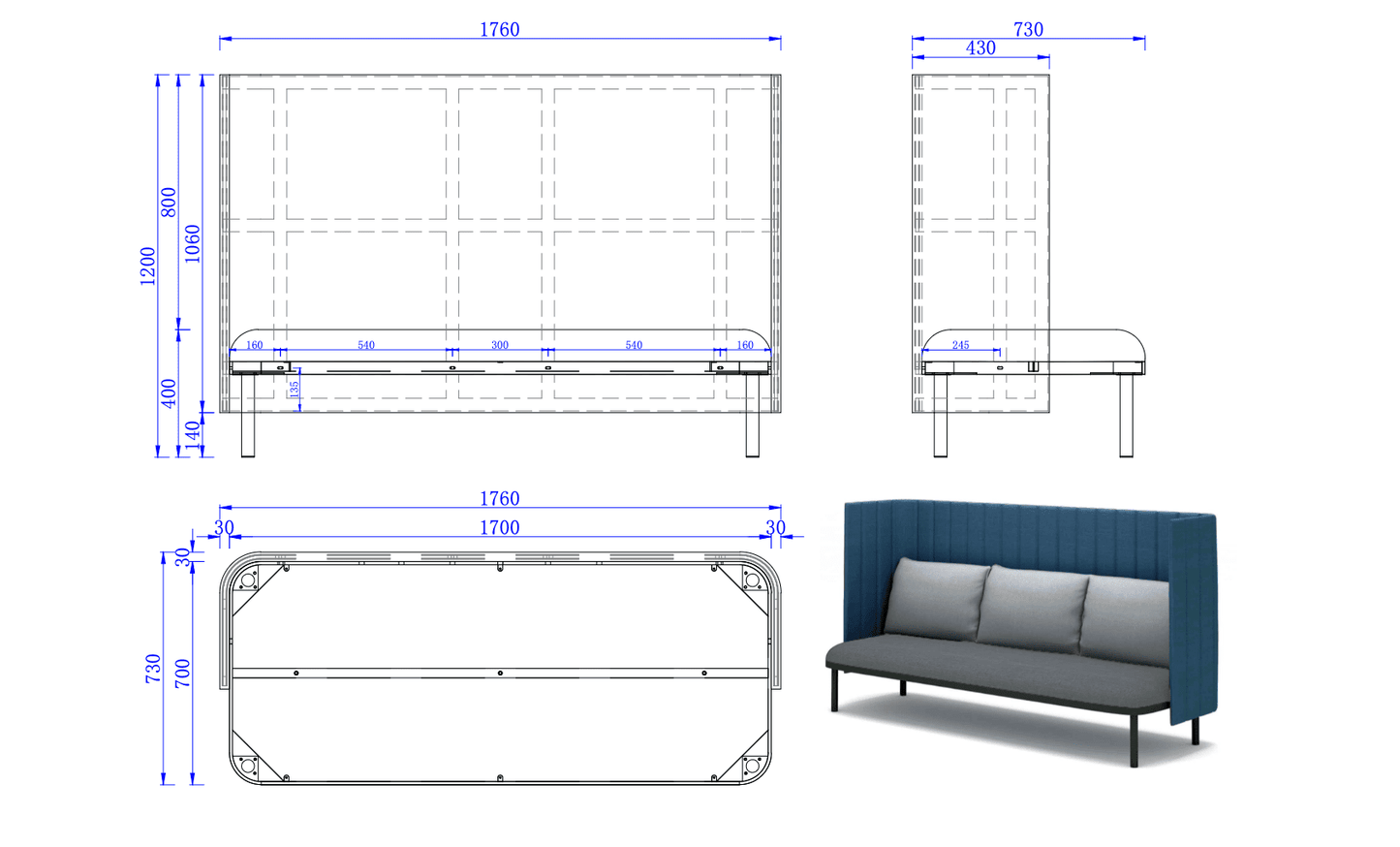 COCO Highback Sofa Lounge Cube M für 5 Personen - SoSilent Box