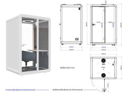 Meetingbox "Classic M1" - schallisolierte Telefonbox - Raum in Raum - SoSilent Box