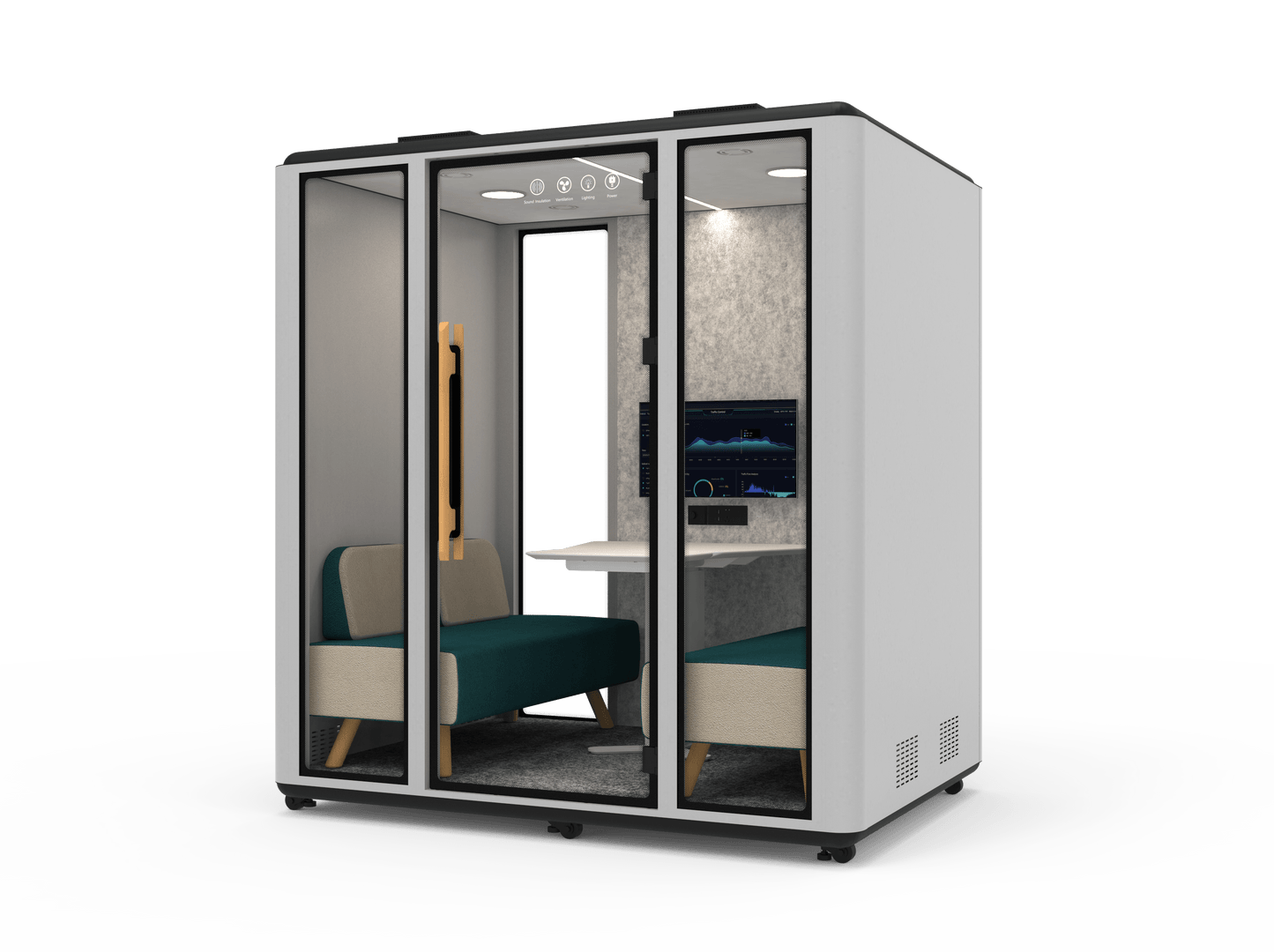 Meetingbox "Space L1" für 4 Personen - Schallschutzkabine - Raum in Raum - SoSilent Box