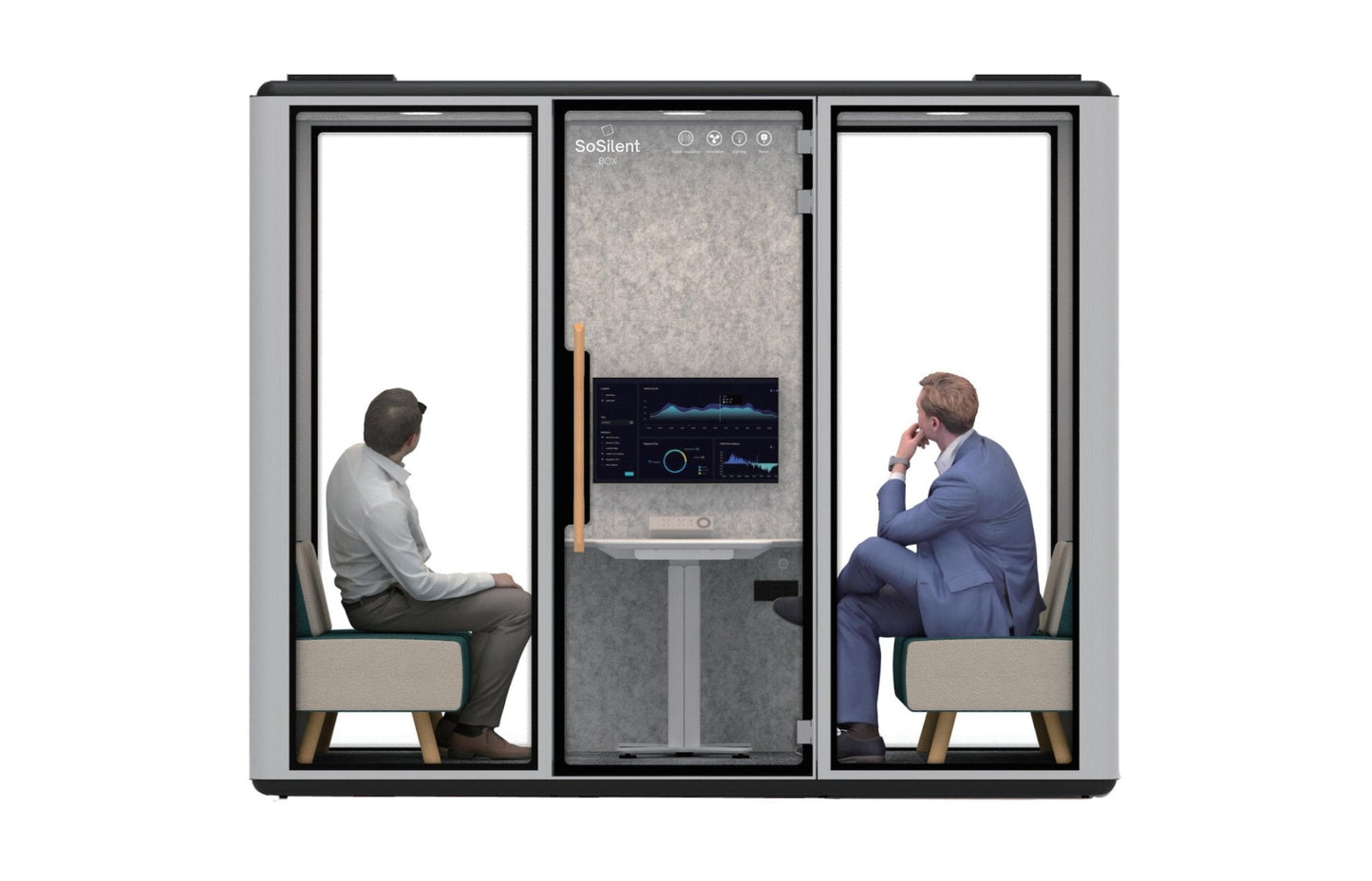 Meetingbox "Space L1" für 4 Personen - Schallschutzkabine - Raum in Raum - SoSilent Box