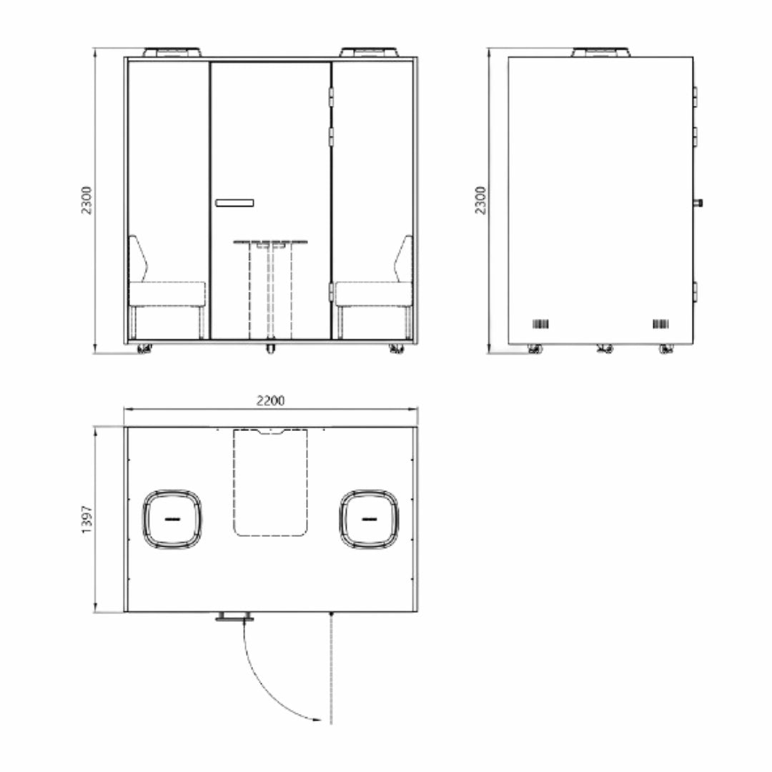 Meetingbox "Urban L1" für 4 Personen - Schallschutzkabine - Raum in Raum - SoSilent Box