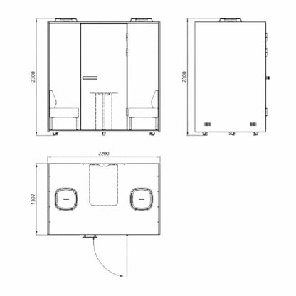 Meetingbox "Urban L1" für 4 Personen - Schallschutzkabine - Raum in Raum - SoSilent Box