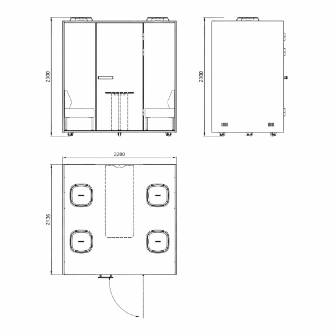 Meetingbox "Urban L2" für 6 Personen - Schallschutzkabine für vertrauliche Meetings - SoSilent Box