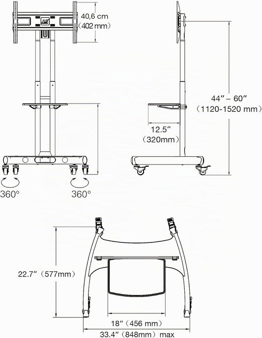 TV Ständer Rollbar für 32-75 Zoll - SoSilent Box